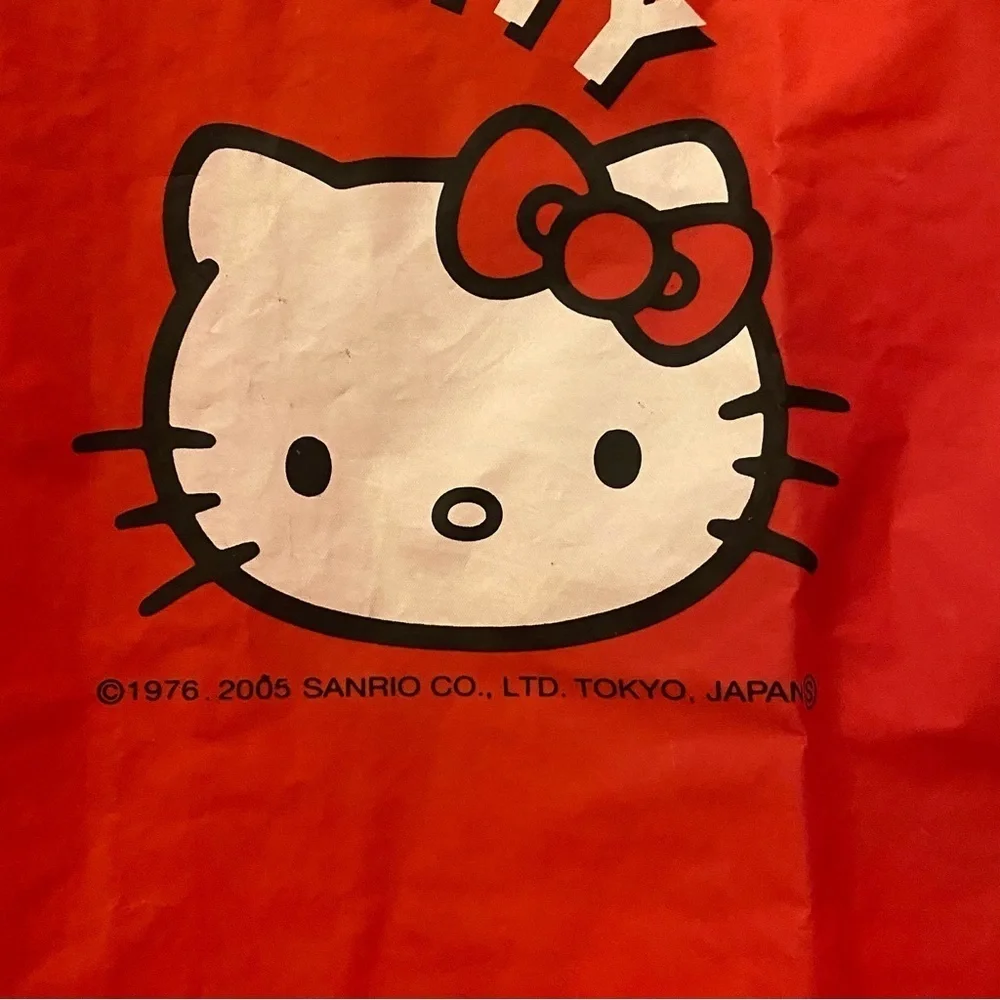 Vintage Hello Kitty Red Girls Kids 2005 Hooded Raincoat Size 120cm (8-10Yrs)